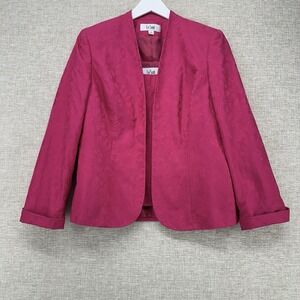 Le Suit Blazer Jacket Tank Set Womens 10 Pink‎ Floral Jacquard 2 Piece Career